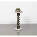  Coaster Furniture Colette 930190 Round Marble Top Side Table - White and Dark Grey IMAGE 2