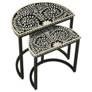  Coaster Furniture Zakiya 930195 2-piece Demilune Nesting Table Set - Black and White IMAGE 3