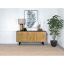  Coaster Furniture Aminah 950383 3-door Wood Accent Cabinet - Natural and Black IMAGE 10
