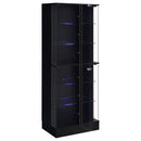  Coaster Furniture Cabra 950398 4-door LED Curio Display Cabinet - Black High Gloss IMAGE 5