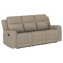  Coaster Furniture Brentwood 610281 Upholstered Motion Reclining Sofa - Taupe IMAGE 1