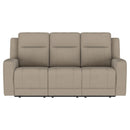  Coaster Furniture Brentwood 610281 Upholstered Motion Reclining Sofa - Taupe IMAGE 2