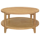  Coaster Furniture Camillo 709698 Round Solid Wood Coffee Table - Maple Brown IMAGE 4