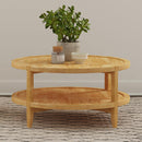  Coaster Furniture Camillo 709698 Round Solid Wood Coffee Table - Maple Brown IMAGE 6