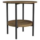  Coaster Furniture Delfin 721617 Round Glass Top Side End Table - Black and Brown IMAGE 1