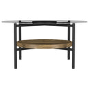  Coaster Furniture Delfin 721618 Round Glass Top Coffee Table - Black and Brown IMAGE 2