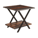  Coast2Coast Forrest 62460 Rustic Industrial Style End Table, Accent Table - Dark Solid Sheesham Wood and Iron IMAGE 1