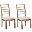  Coast2Coast Cliff 66114 Farmhouse Set of 2 Wood and Upholstered Dining Side Chairs - Weathered Natural Finish IMAGE 1