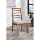  Coast2Coast Cliff 66114 Farmhouse Set of 2 Wood and Upholstered Dining Side Chairs - Weathered Natural Finish IMAGE 4