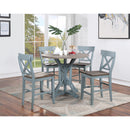  Coast2Coast Wharf 66121 Coastal Round Counter Height Accent Dining Table with Plank Style Top and Trestle Base IMAGE 6