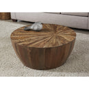  Coast2Coast Sunny 69204 Solid Wood Cocktail Coffee Table with Offset Sunburst Patterned Top IMAGE 3