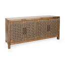  Coast2Coast Jordon 69231 Boho Style 4 Door Credenza, Sideboard, with Woven Jute Doors - Natural Finish IMAGE 1