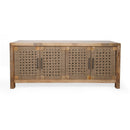  Coast2Coast Jordon 69231 Boho Style 4 Door Credenza, Sideboard, with Woven Jute Doors - Natural Finish IMAGE 2