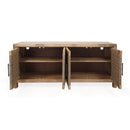  Coast2Coast Jordon 69231 Boho Style 4 Door Credenza, Sideboard, with Woven Jute Doors - Natural Finish IMAGE 3