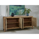  Coast2Coast Jordon 69231 Boho Style 4 Door Credenza, Sideboard, with Woven Jute Doors - Natural Finish IMAGE 6