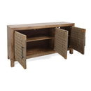  Coast2Coast Braden 69232 Boho Style 3 Door Credenza, Sideboard, with Woven Jute Doors - Natural Finish IMAGE 4