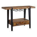  Coast2Coast Cain 69243 Industrial Style One Drawer Wine Console with Wine and Stemware Rack - Dark Sheesham Wood IMAGE 1