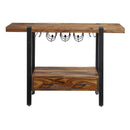  Coast2Coast Cain 69243 Industrial Style One Drawer Wine Console with Wine and Stemware Rack - Dark Sheesham Wood IMAGE 2