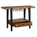  Coast2Coast Cain 69243 Industrial Style One Drawer Wine Console with Wine and Stemware Rack - Dark Sheesham Wood IMAGE 3