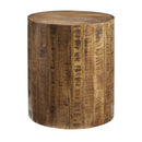  Coast2Coast Emma 69245 Eclectic Solid Wood Drum Shape Accent Stool with Chatter Marks IMAGE 2