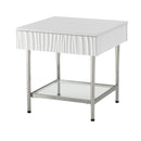  Coast2Coast Peaks 71101 Coastal One Drawer End/Side Table with Tempered Glass Shelf - Glossy White IMAGE 1