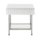  Coast2Coast Peaks 71101 Coastal One Drawer End/Side Table with Tempered Glass Shelf - Glossy White IMAGE 2