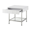  Coast2Coast Peaks 71101 Coastal One Drawer End/Side Table with Tempered Glass Shelf - Glossy White IMAGE 3