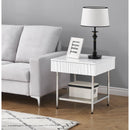  Coast2Coast Peaks 71101 Coastal One Drawer End/Side Table with Tempered Glass Shelf - Glossy White IMAGE 6