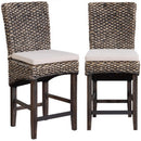  Coast2Coast Quest 71154 Set of 2 Seagrass Counter Height Dining Barstools with Brown Seat and Cream Cushion IMAGE 1