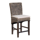  Coast2Coast Quest 71154 Set of 2 Seagrass Counter Height Dining Barstools with Brown Seat and Cream Cushion IMAGE 2