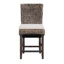  Coast2Coast Quest 71154 Set of 2 Seagrass Counter Height Dining Barstools with Brown Seat and Cream Cushion IMAGE 3