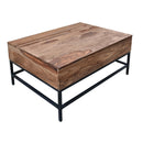  Coast2Coast Mercer 73306 Rustic Lift Top Cocktail with Hidden Storage - Natural Finish with Black Metal Legs IMAGE 1