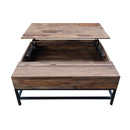  Coast2Coast Mercer 73306 Rustic Lift Top Cocktail with Hidden Storage - Natural Finish with Black Metal Legs IMAGE 3