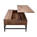  Coast2Coast Mercer 73306 Rustic Lift Top Cocktail with Hidden Storage - Natural Finish with Black Metal Legs IMAGE 4