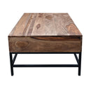  Coast2Coast Mercer 73306 Rustic Lift Top Cocktail with Hidden Storage - Natural Finish with Black Metal Legs IMAGE 5