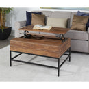  Coast2Coast Mercer 73306 Rustic Lift Top Cocktail with Hidden Storage - Natural Finish with Black Metal Legs IMAGE 7