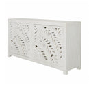  Coast2Coast Alwen 73314 Boho Inspired 4 Door Storage Credenza or Sideboard with Fern Cutout Design - White IMAGE 6