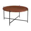  Coast2Coast Brant 73317 Contemporary Round Tray Top Cocktail or Coffee Table with Black Metal Legs IMAGE 1