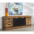  Coast2Coast Wallen 73355 Exotic Sheesham Wood 2 Sliding Barn Doors 6 Drawer Credenza with a Chattermark Finish IMAGE 2