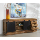  Coast2Coast Wallen 73355 Exotic Sheesham Wood 2 Sliding Barn Doors 6 Drawer Credenza with a Chattermark Finish IMAGE 3