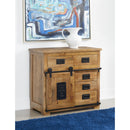  Coast2Coast Jaden 73361 Exotic Sheesham Wood One Sliding Barn Door Five Drawer Storage Cabinet IMAGE 1