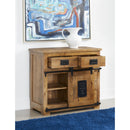  Coast2Coast Jaden 73361 Exotic Sheesham Wood One Sliding Barn Door Five Drawer Storage Cabinet IMAGE 2