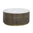  Coast2Coast Cameron 77217 Modern Solid Mango Wood, Iron, & Marble Four Door Round Cocktail Table IMAGE 1