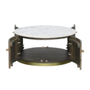  Coast2Coast Cameron 77217 Modern Solid Mango Wood, Iron, & Marble Four Door Round Cocktail Table IMAGE 2