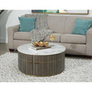  Coast2Coast Cameron 77217 Modern Solid Mango Wood, Iron, & Marble Four Door Round Cocktail Table IMAGE 4