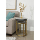  Coast2Coast Cameron 77218 Modern Solid Mango Wood, Iron, & Marble Round 2 pc Nesting End Tables IMAGE 5