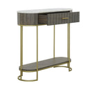  Coast2Coast Cameron 77219 Modern Solid Mango Wood, Iron, & Marble Oval One Drawer Console IMAGE 2
