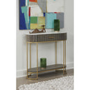  Coast2Coast Cameron 77219 Modern Solid Mango Wood, Iron, & Marble Oval One Drawer Console IMAGE 3