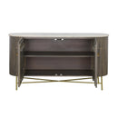  Coast2Coast Cameron 77220 Modern Solid Mango Wood, Iron, & Marble Two Door Oval Credenza IMAGE 2