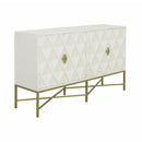  Coast2Coast Selena 77260 Modern Solid Mango Wood & Iron White Four Door Credenza IMAGE 1